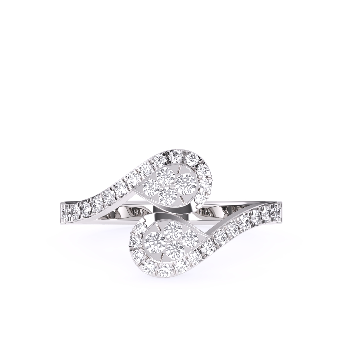 Amazing Bypass Pear Halo Diamond Ring
